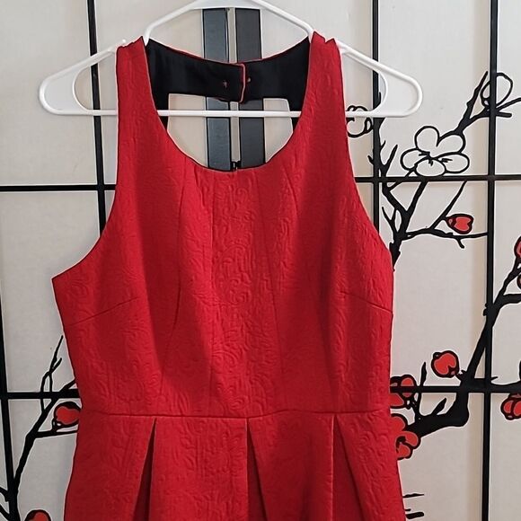 Anthropologie moulinette souers red brocade a-line scoop neck dress - Picture 4 of 13